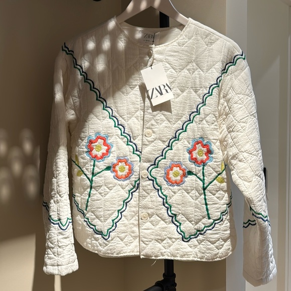 Zara embossed flower quilted jacket - Picture 1 of 4